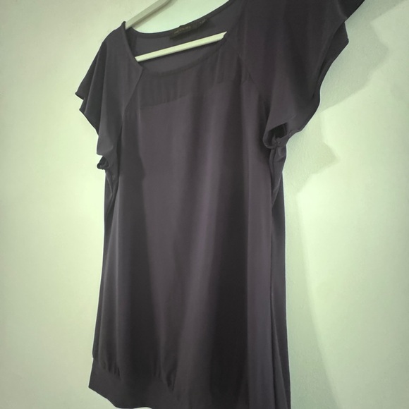 The Limited Dark Purple Women's Blouse With Sheer Mesh Neckline - Picture 3 of 6